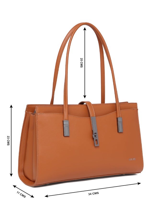 EVOKE CLEO Vegan Leather Shoulder Bag for Women | with Adjustable Strap | Stylish and Elegant for Daily Routine and Weekend Outings (Amber Rust) - Image 5
